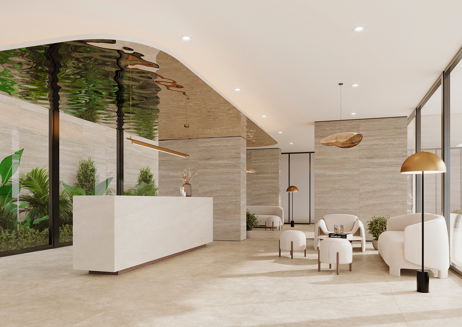 120x280/6мм Travertino Almond Matt Гранит керамический